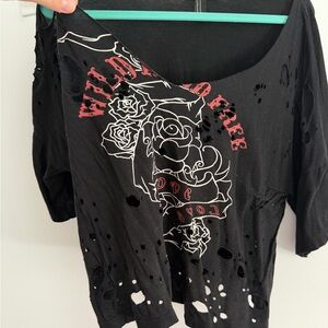 Forever 21 Black Distressed 2017 top